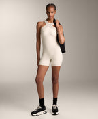 COMPRESSIVE CUTWORK SHORT JUMPSUIT