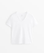 COTTON BLEND V NECK T SHIRT