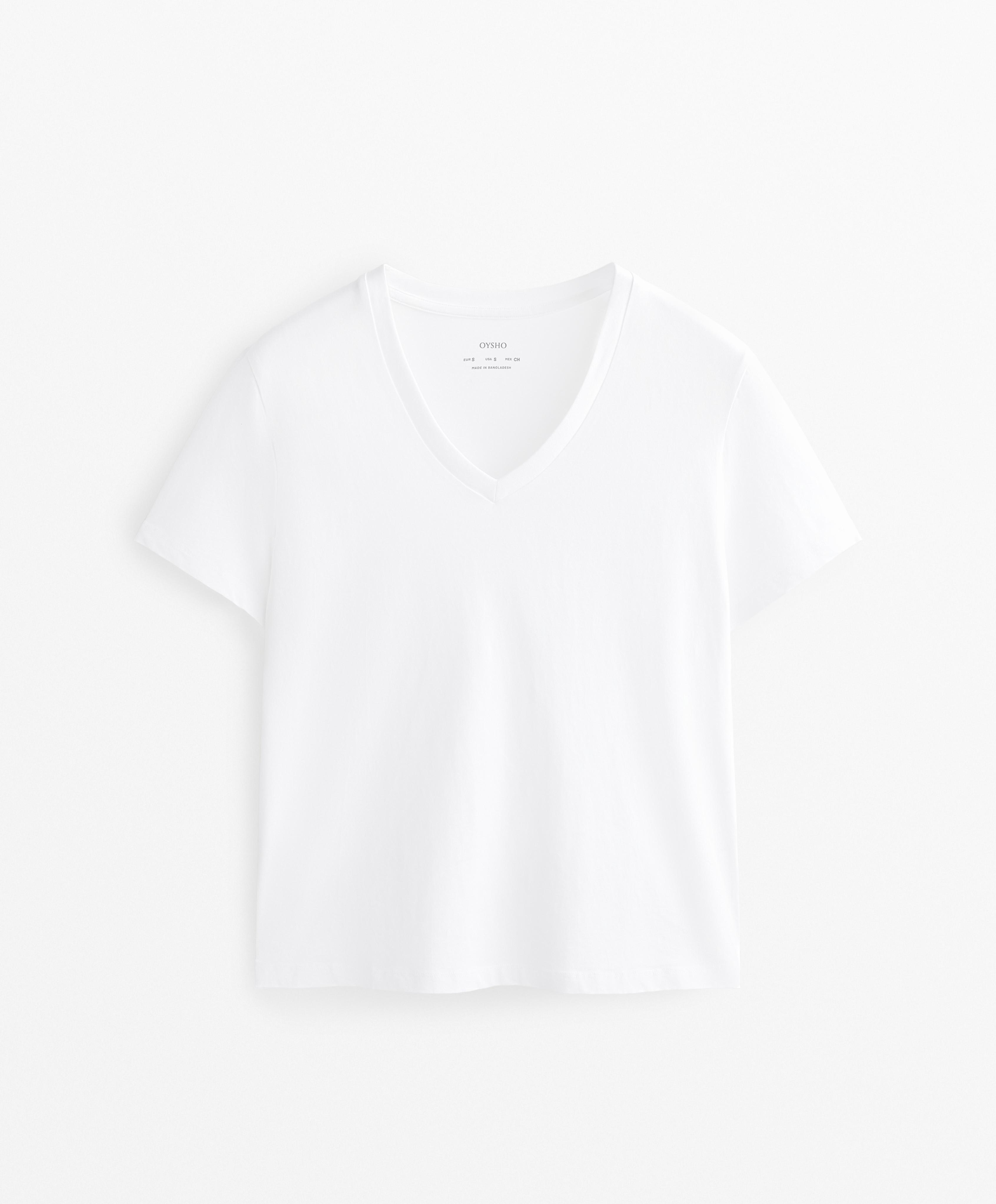 COTTON BLEND V NECK T SHIRT