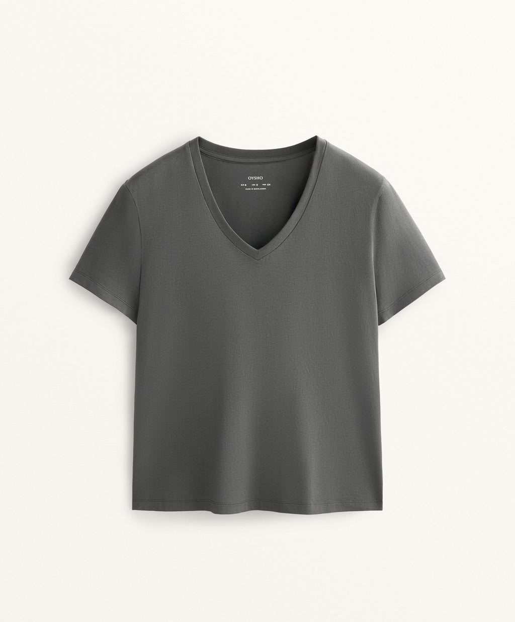 COTTON BLEND V NECK T SHIRT