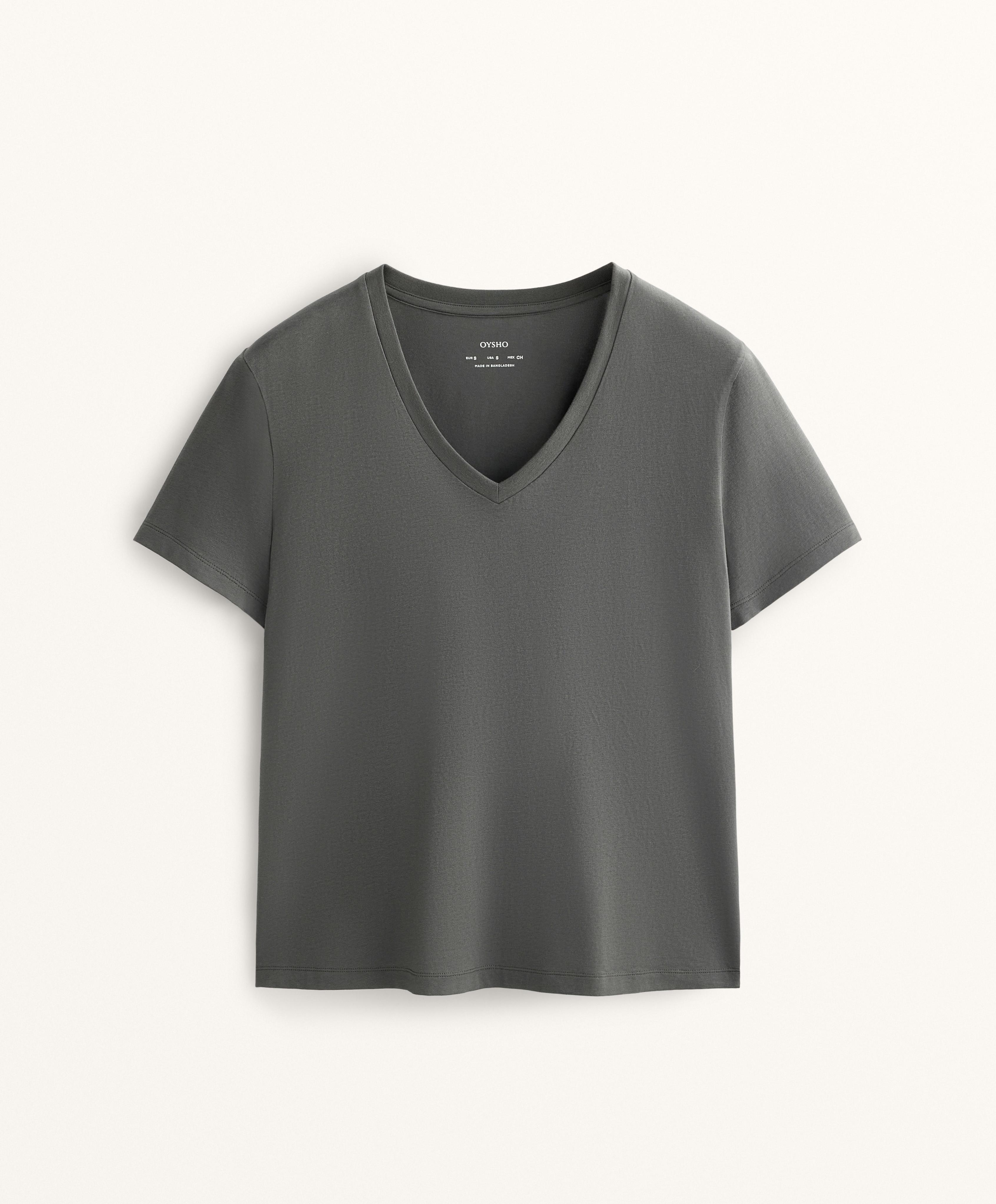 COTTON BLEND V NECK T SHIRT