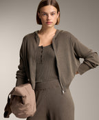 HOODED RIB KNIT JACKET