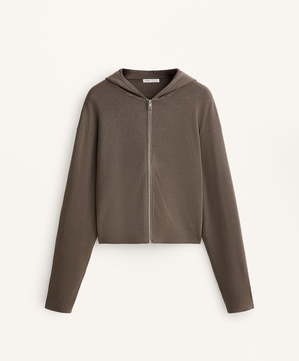 HOODED RIB KNIT JACKET