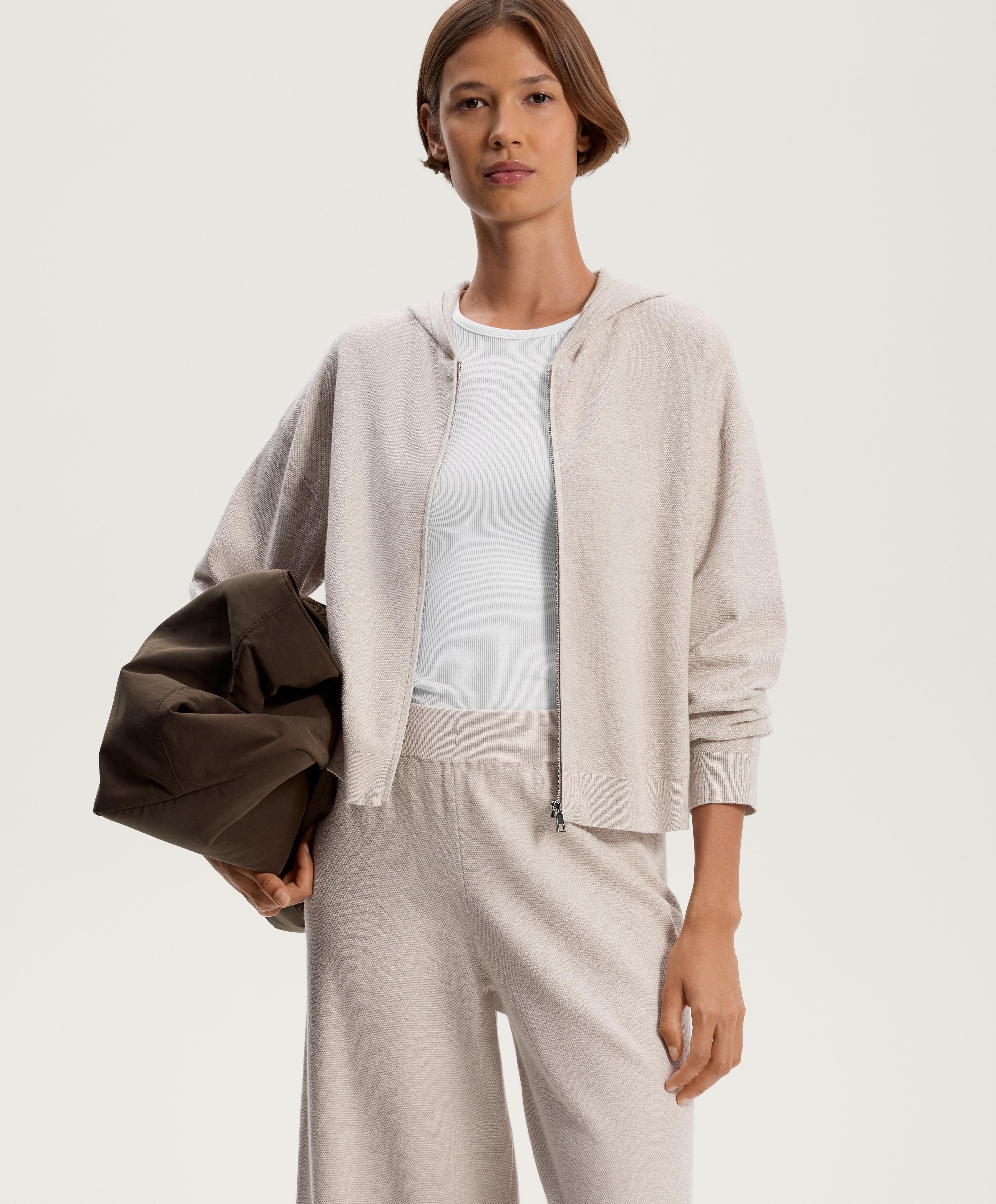HOODED PIQUE KNIT JACKET
