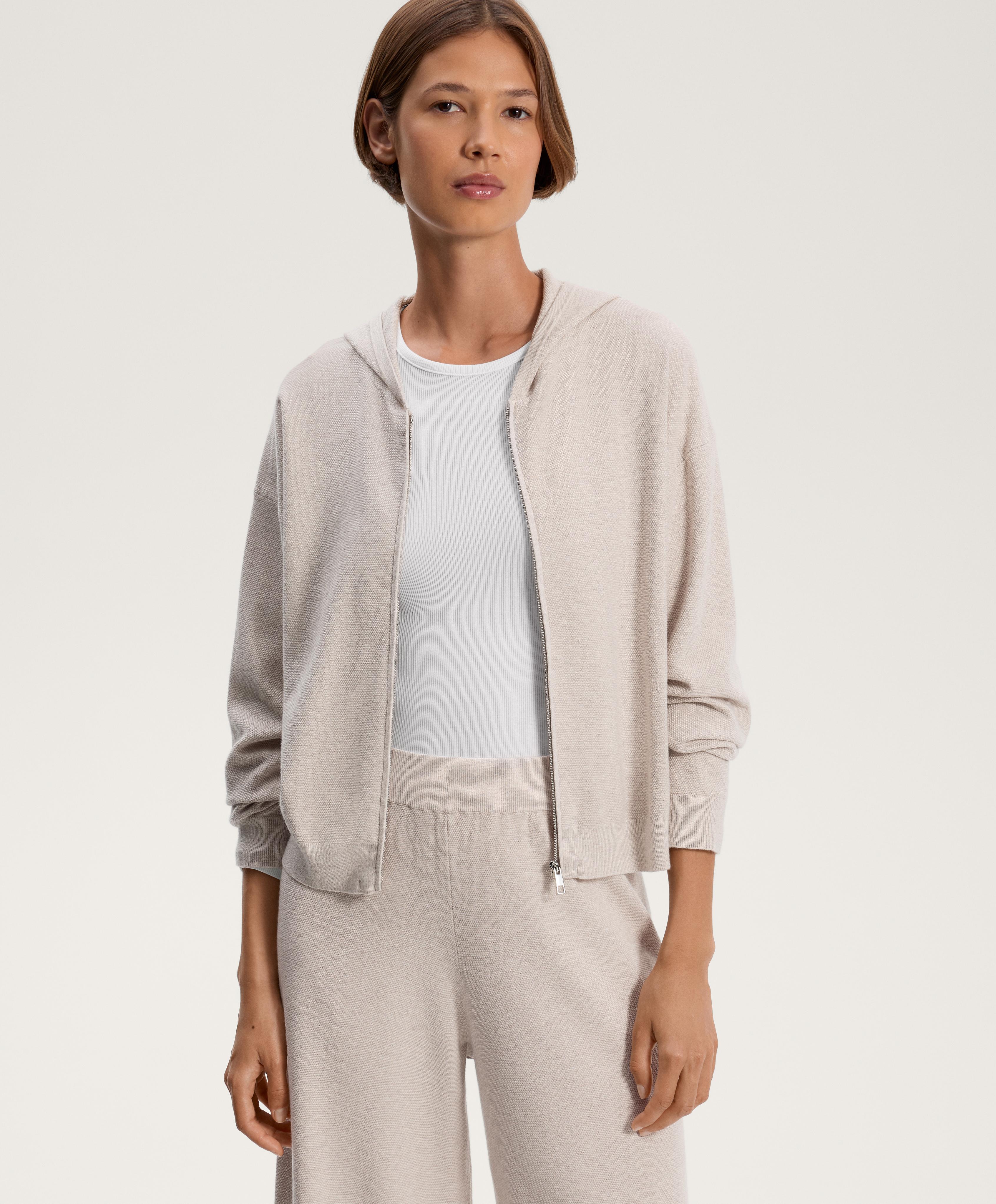 HOODED PIQUE KNIT JACKET