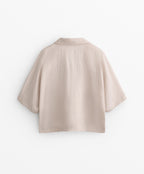 OVERSIZE SHORT SLEEVED 100% LINEN SHIRT