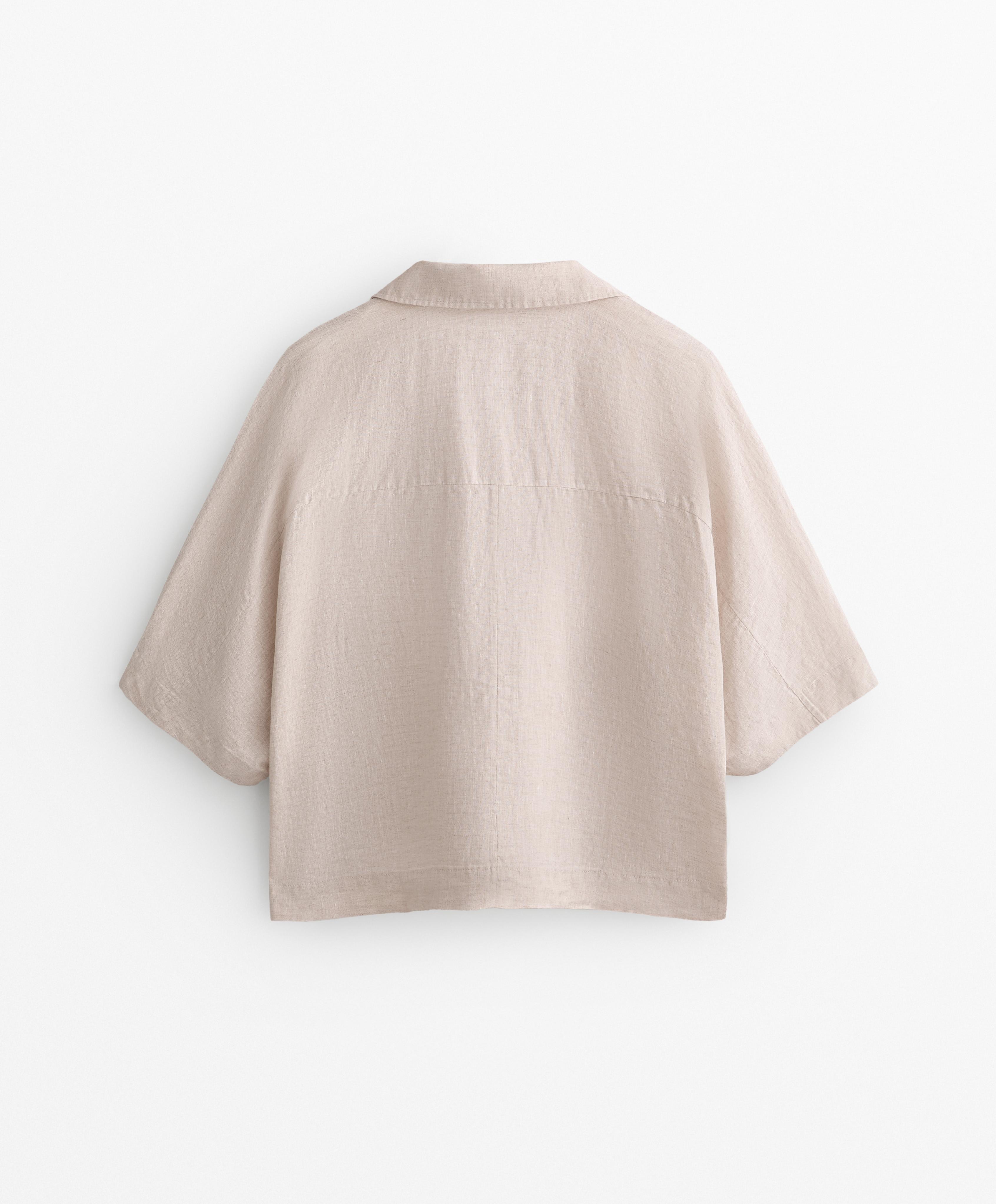 OVERSIZE SHORT SLEEVED 100% LINEN SHIRT