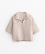 OVERSIZE SHORT SLEEVED 100% LINEN SHIRT