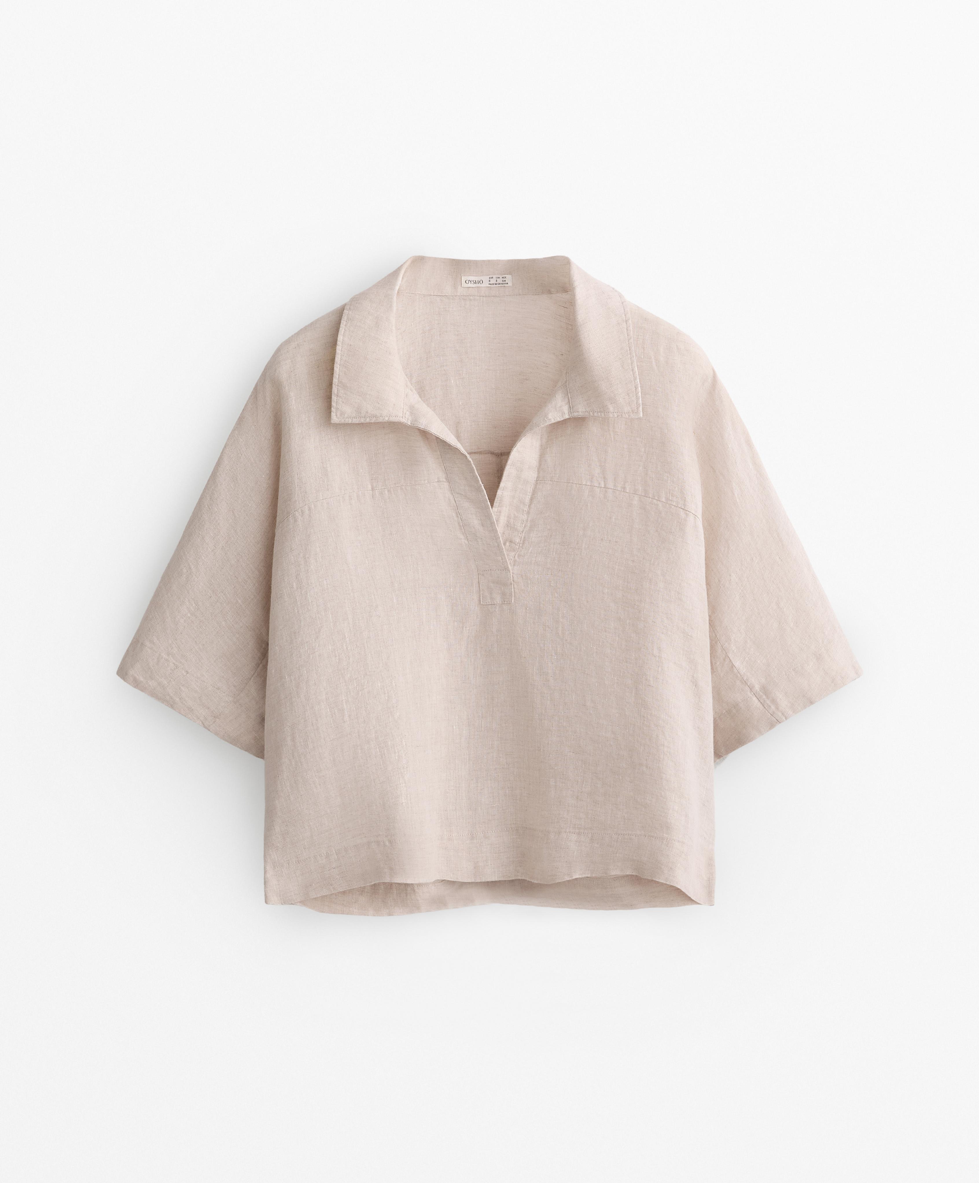 OVERSIZE SHORT SLEEVED 100% LINEN SHIRT