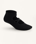 2 PAIRS OF COTTON BLEND YOGA AND PILATES SOCKS WITH CROSSOVER STRAPS