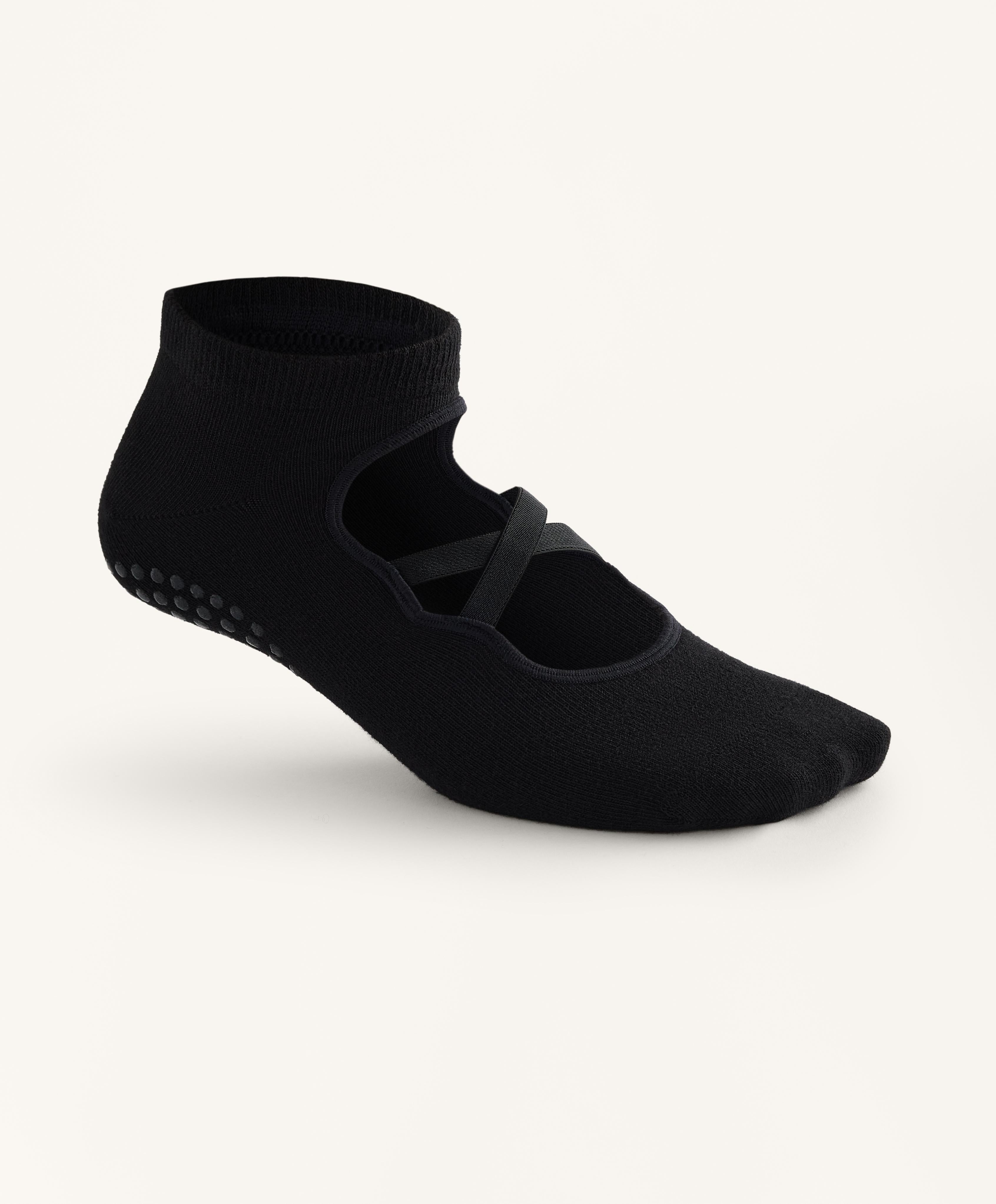 2 PAIRS OF COTTON BLEND YOGA AND PILATES SOCKS WITH CROSSOVER STRAPS