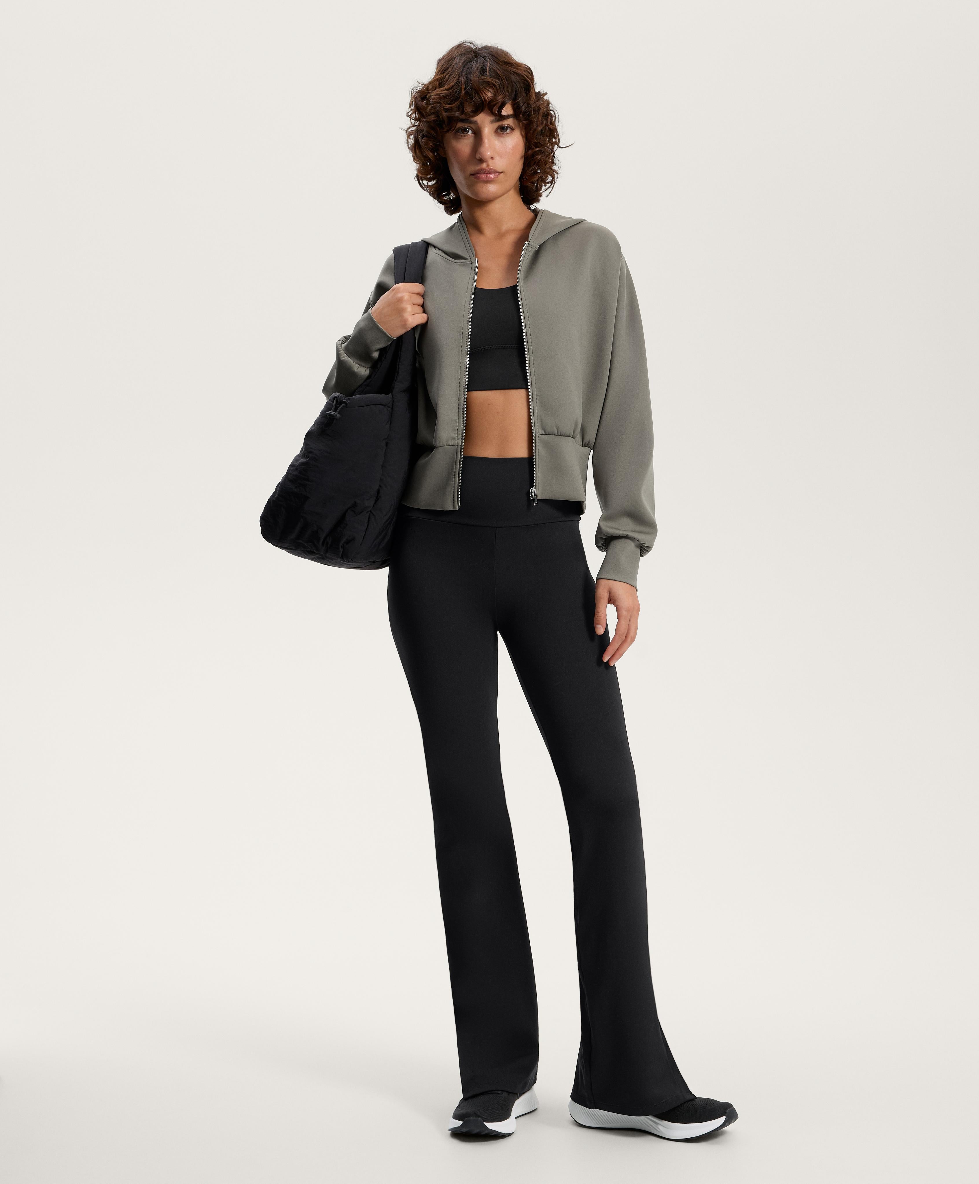 COMFORTLUX HIGH WAISTED FLARED TROUSERS WITH SPLIT HEM