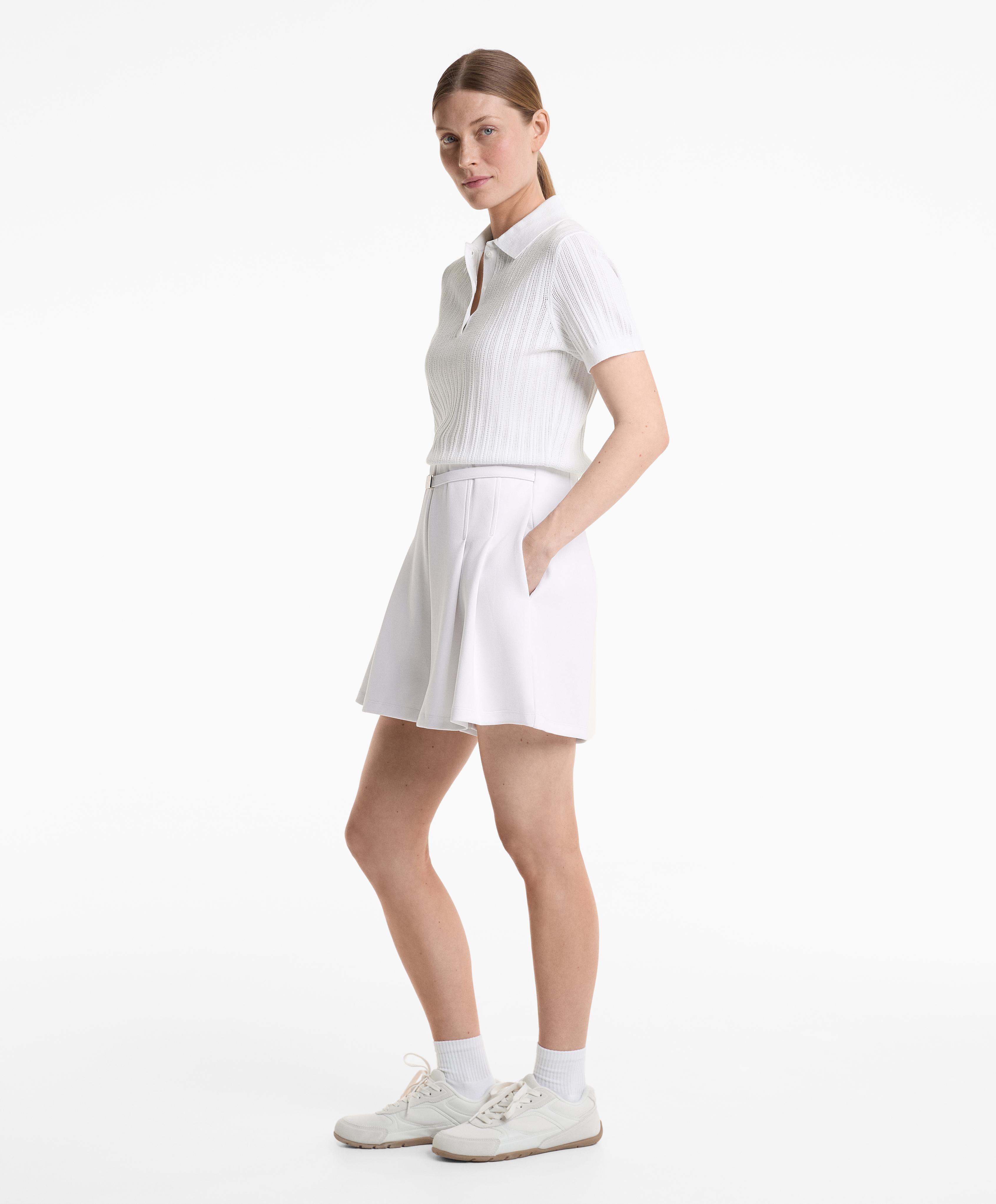 COTTON BLEND PIQUE BERMUDA SHORTS WITH BUCKLE