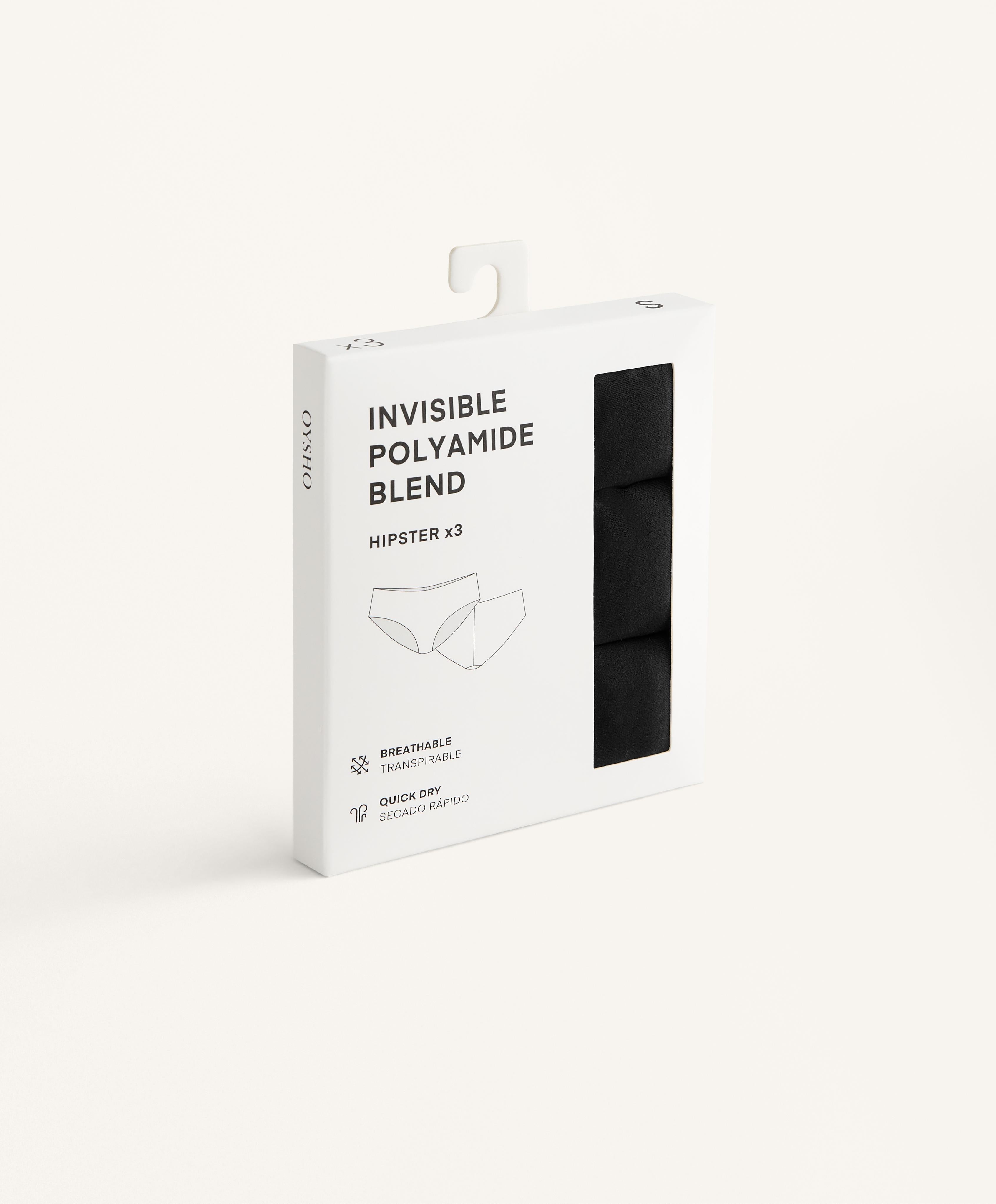 3 PACK INVISIBLE POLYAMIDE BLEND HIPSTER BRIEFS