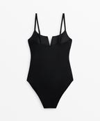 PIQUE V NECK SWIMSUIT
