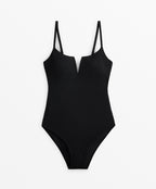 PIQUE V NECK SWIMSUIT