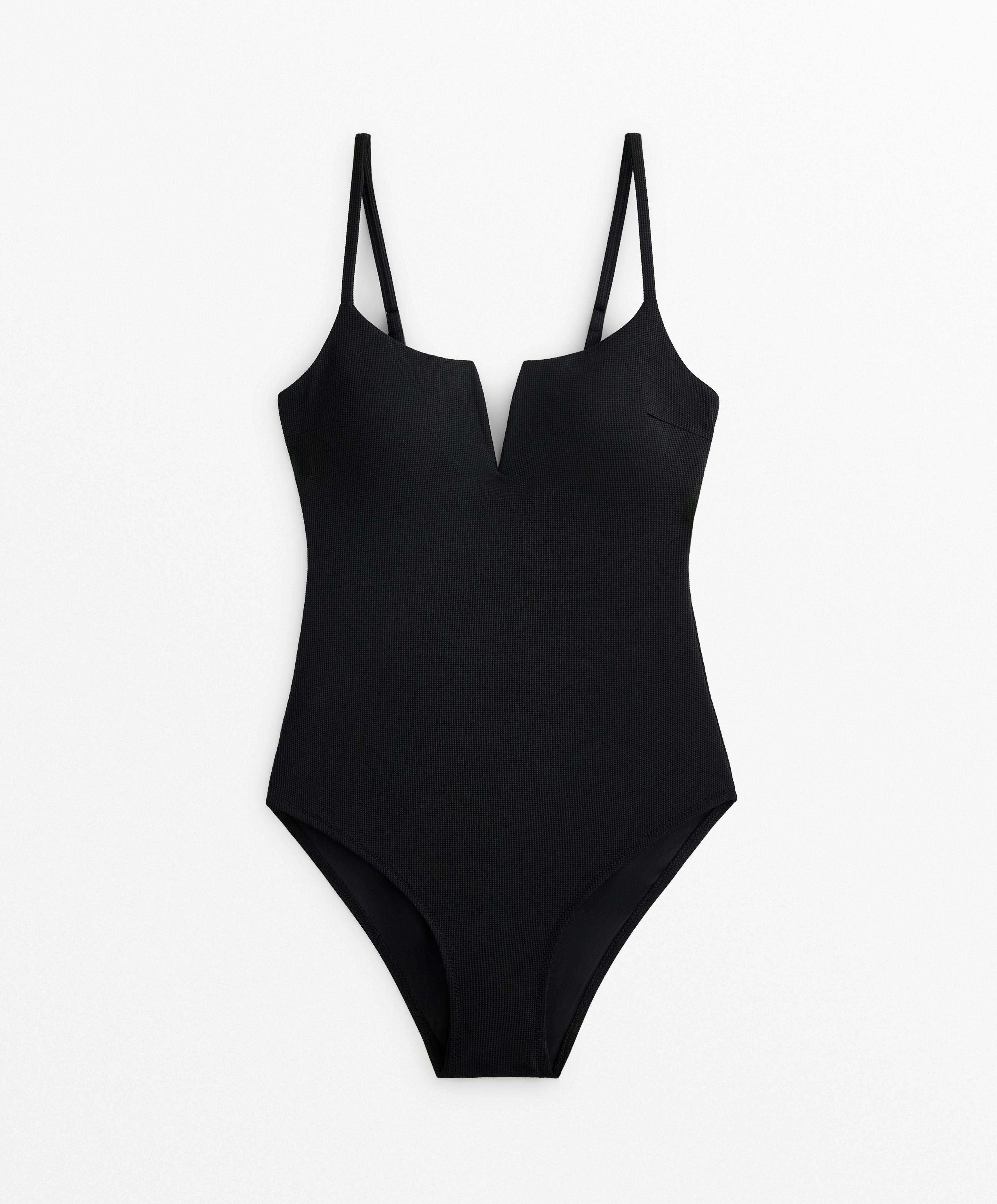PIQUE V NECK SWIMSUIT
