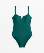 PIQUE V NECK SWIMSUIT