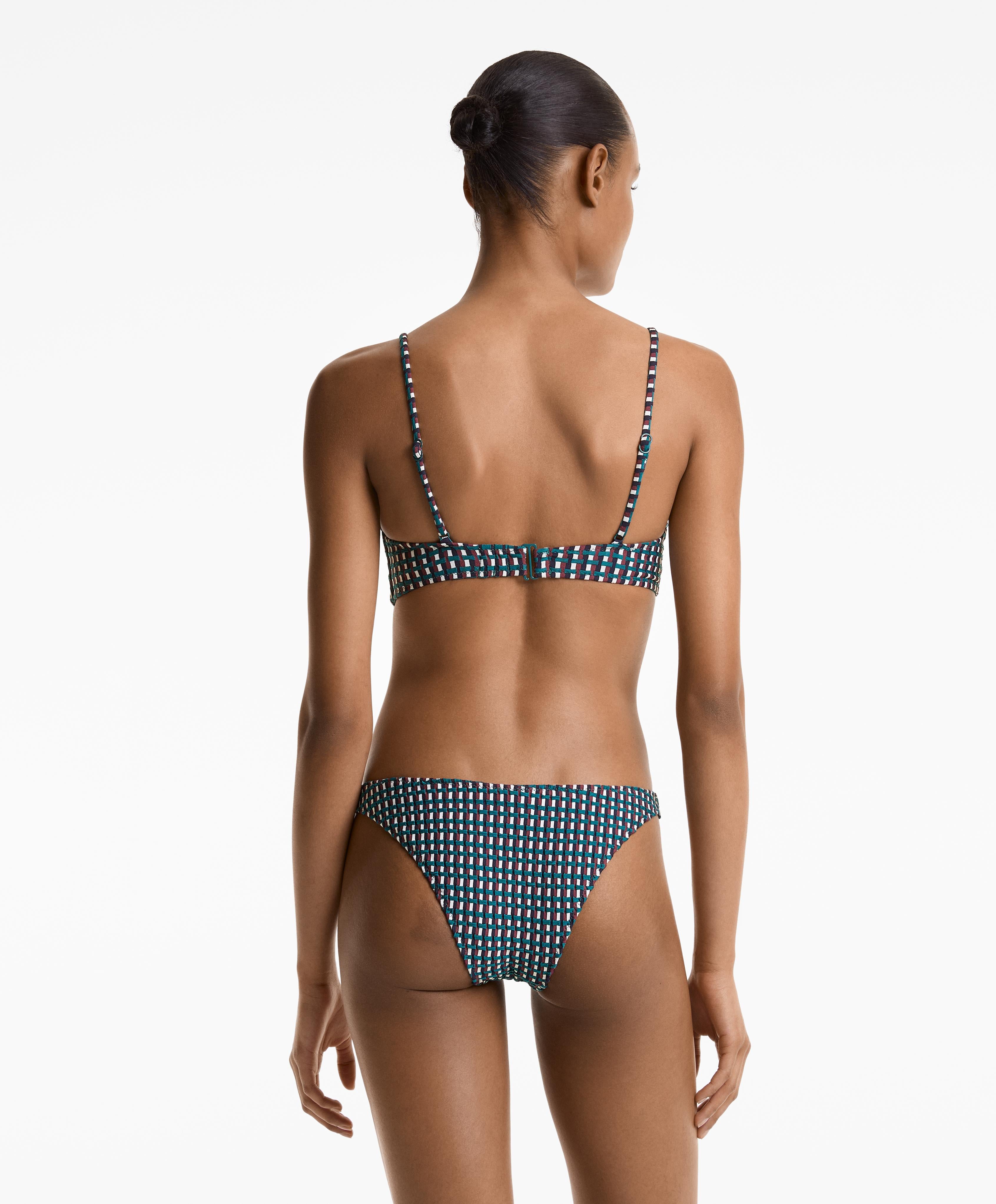 TRICOLOUR U CUT JACQUARD MEDIUM BIKINI BOTTOMS