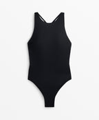 CROSSOVER STRAP HALTERNECK SWIMSUIT