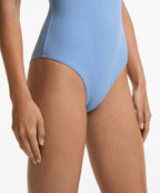 CROSSOVER STRAP PIQUE HALTERNECK SWIMSUIT