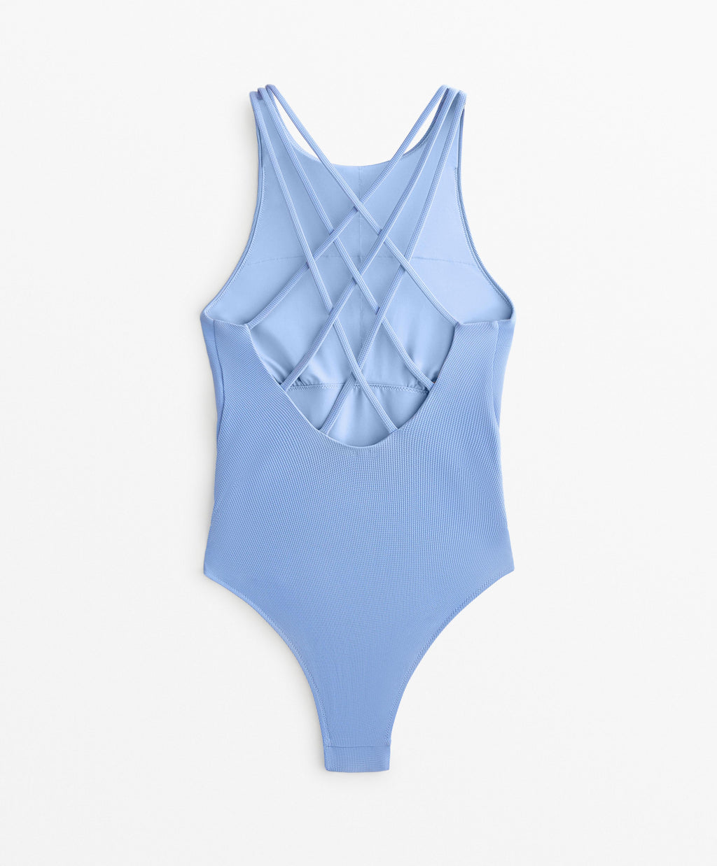 CROSSOVER STRAP PIQUE HALTERNECK SWIMSUIT