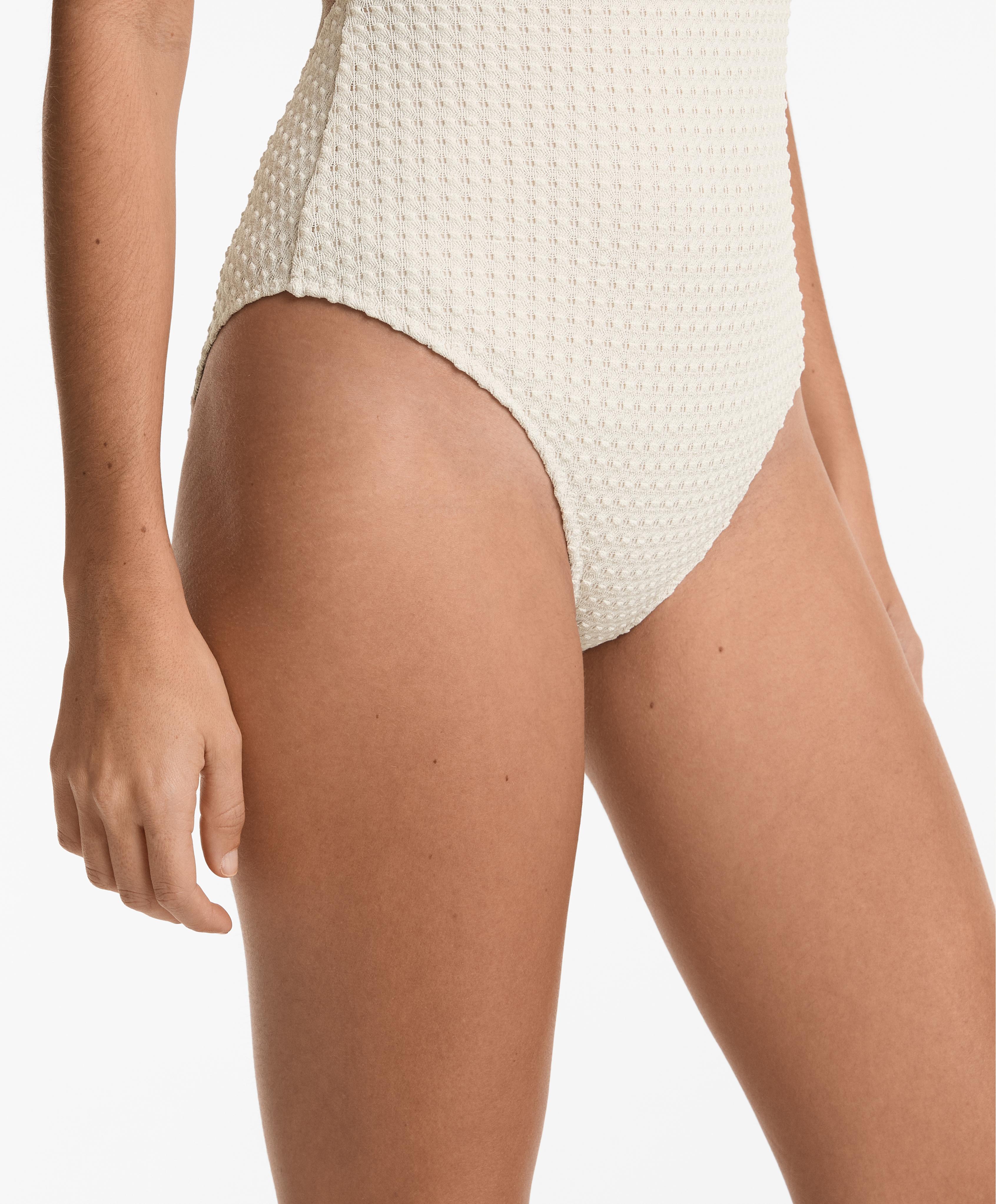 BUBBLE TEXTURE CROCHET HALTERNECK SWIMSUIT