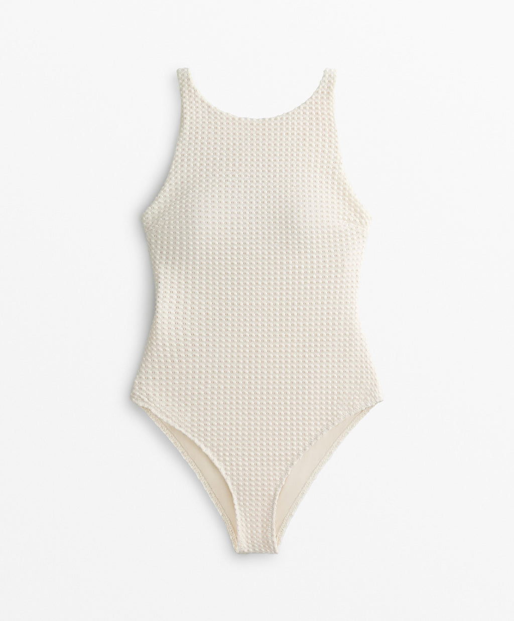 BUBBLE TEXTURE CROCHET HALTERNECK SWIMSUIT