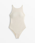 BUBBLE TEXTURE CROCHET HALTERNECK SWIMSUIT