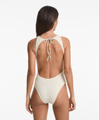 BUBBLE TEXTURE CROCHET HALTERNECK SWIMSUIT