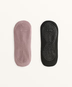 2 PAIRS OF POLYAMIDE BLEND YOGA AND PILATES SOCKS WITH PARALLEL STRAPS
