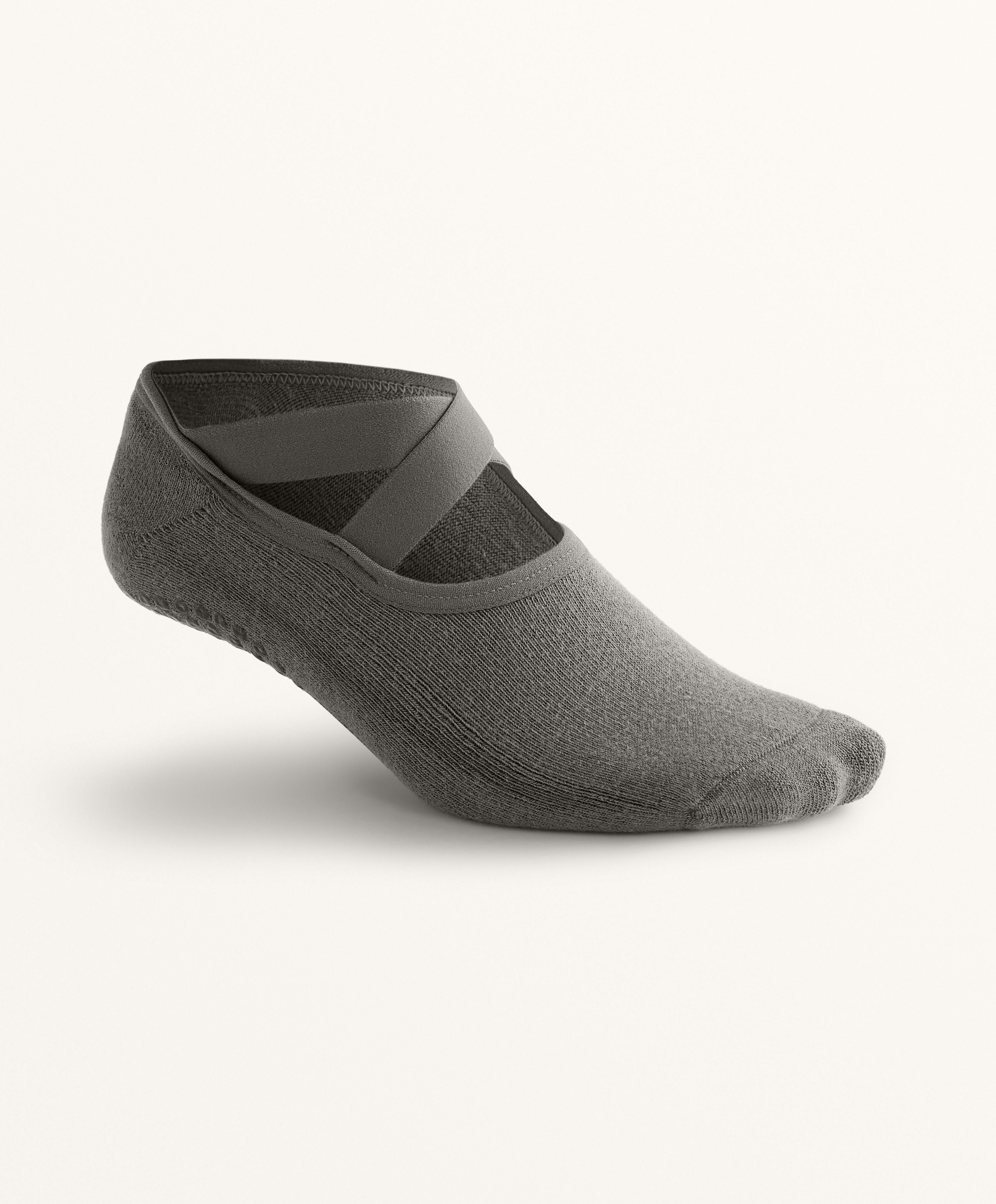2 PAIRS OF COTTON BLEND YOGA AND PILATES SOCKS WITH CROSSOVER STRAPS