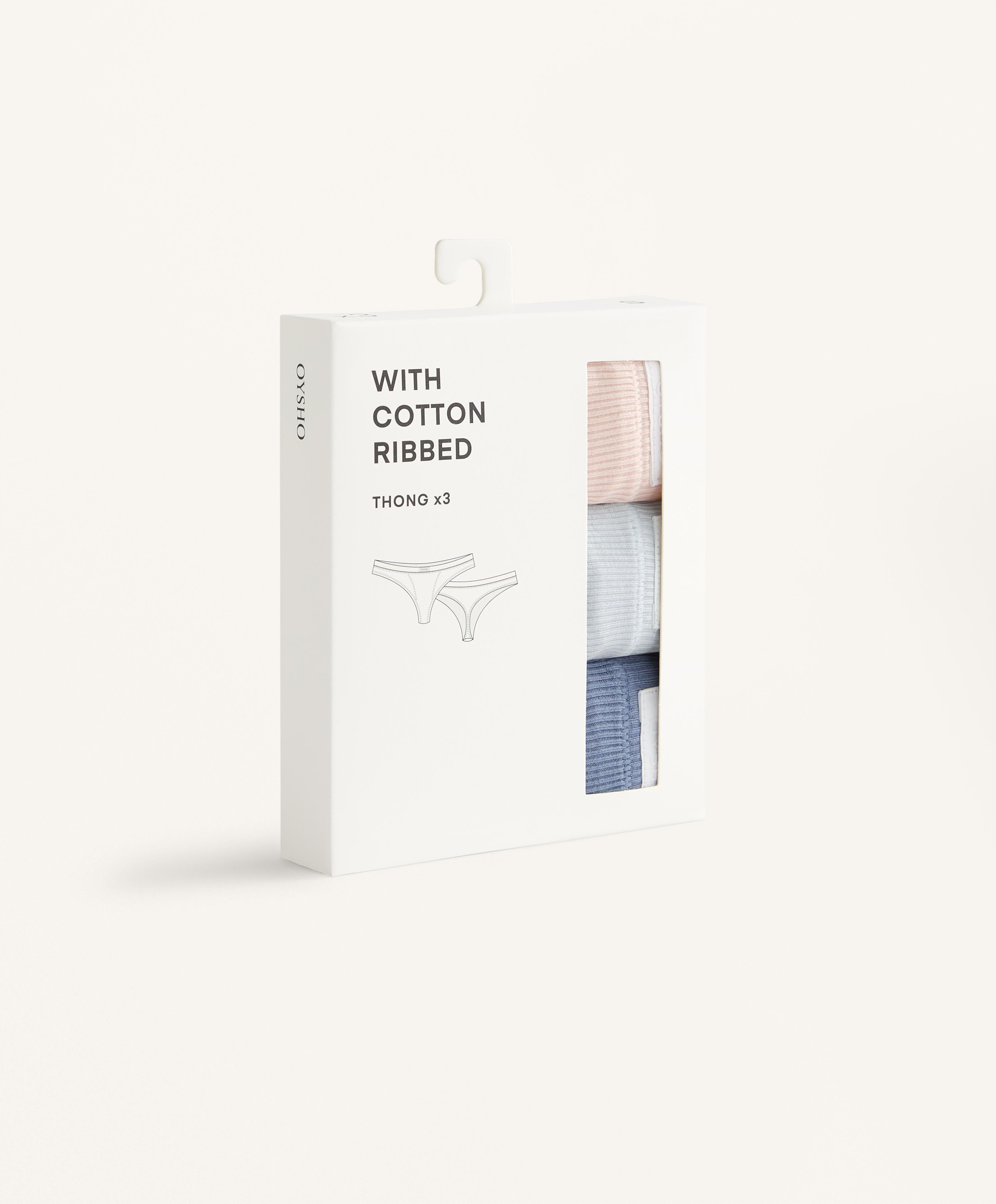 3 PACK RIB LOGO THONGS