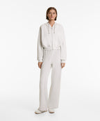CROP HOODED JACKET WITH RIB DETAIL IN COTTON AND MODAL