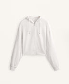 CROP HOODED JACKET WITH RIB DETAIL IN COTTON AND MODAL
