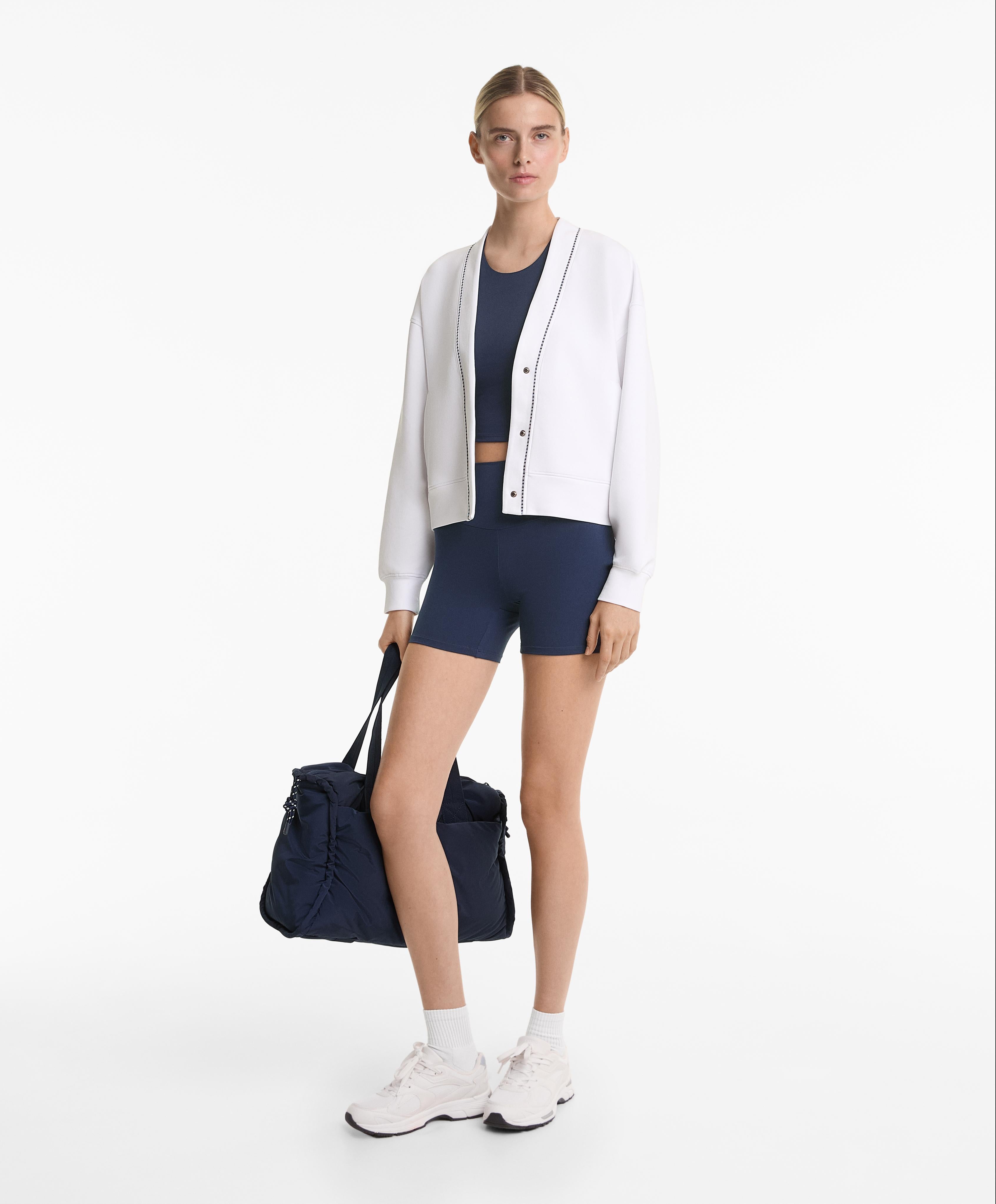 COTTON BLEND HEAVY WEIGHT PIQUE CARDIGAN