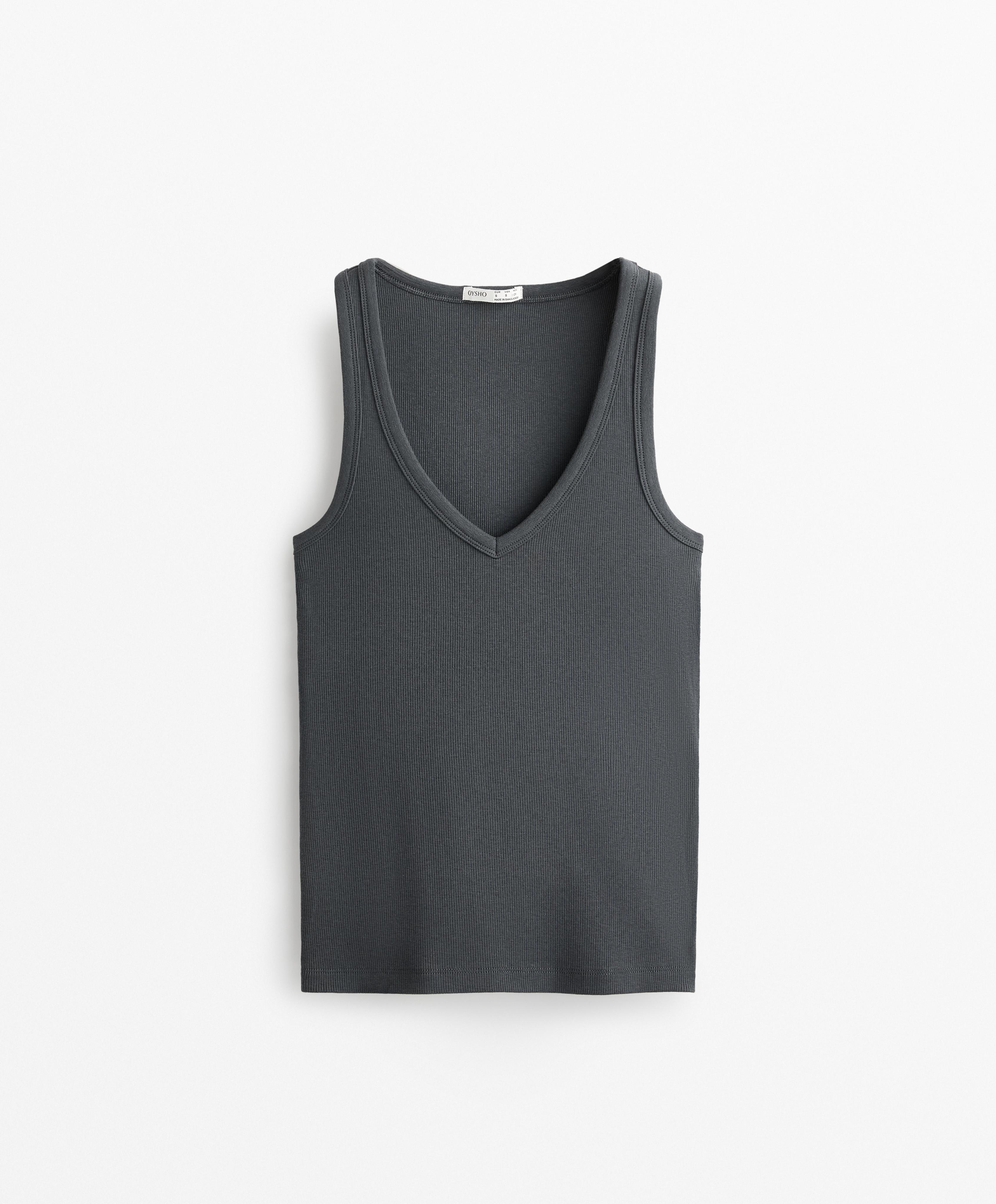 SLEEVELESS V NECK T SHIRT WITH COTTON AND MODAL