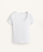 COTTON AND MODAL RIB T SHIRT WITH ROUND NECK