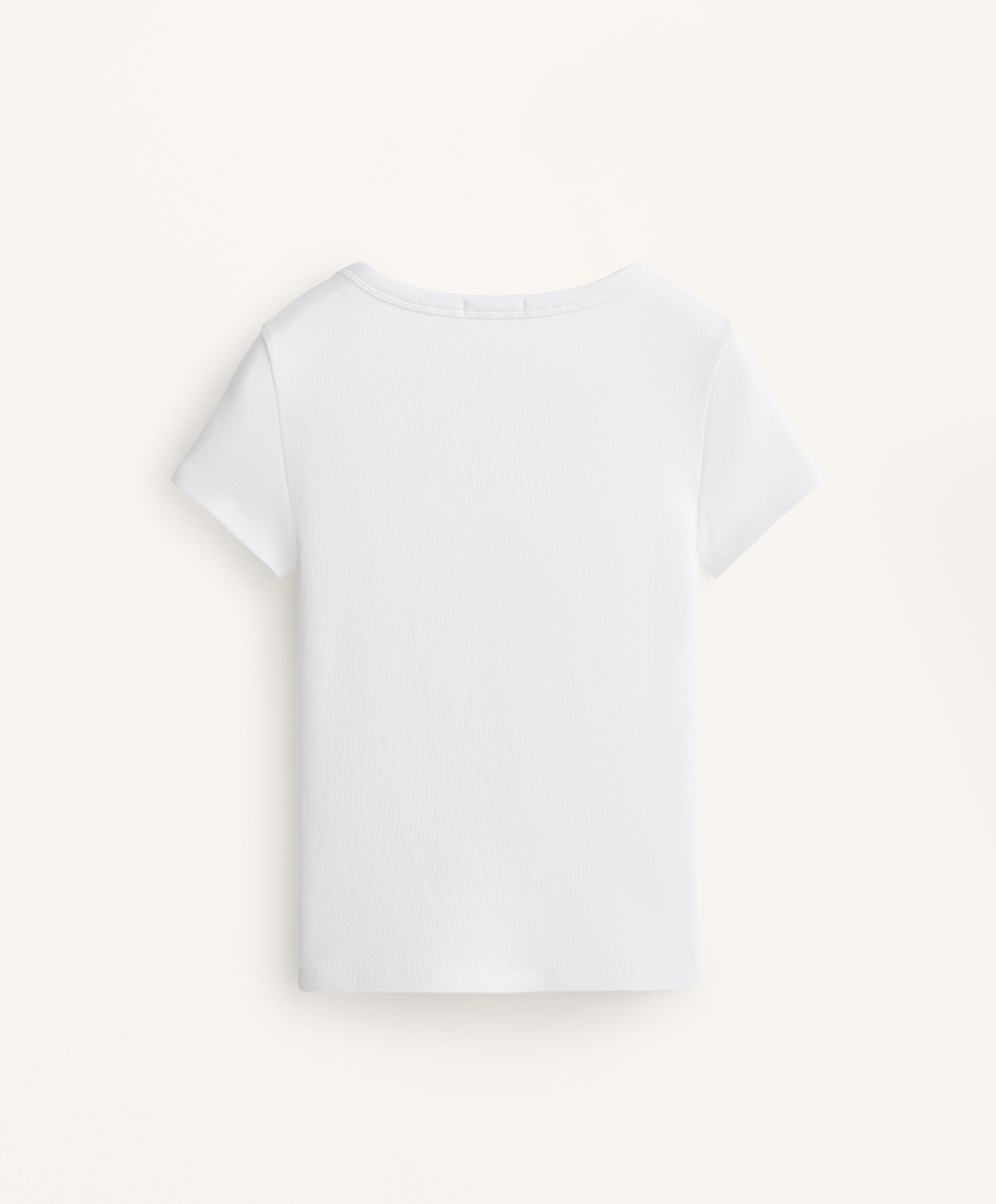 COTTON AND MODAL RIB T SHIRT WITH ROUND NECK