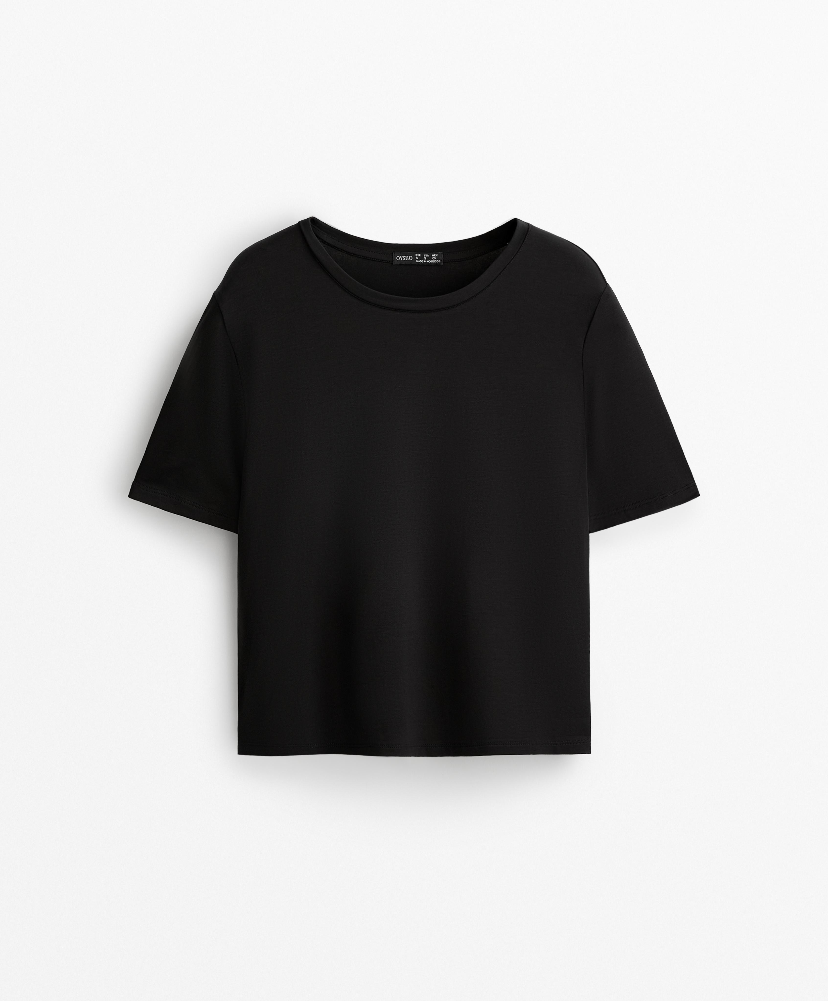 LYOCELL BLEND SHORT SLEEVE CROP T SHIRT