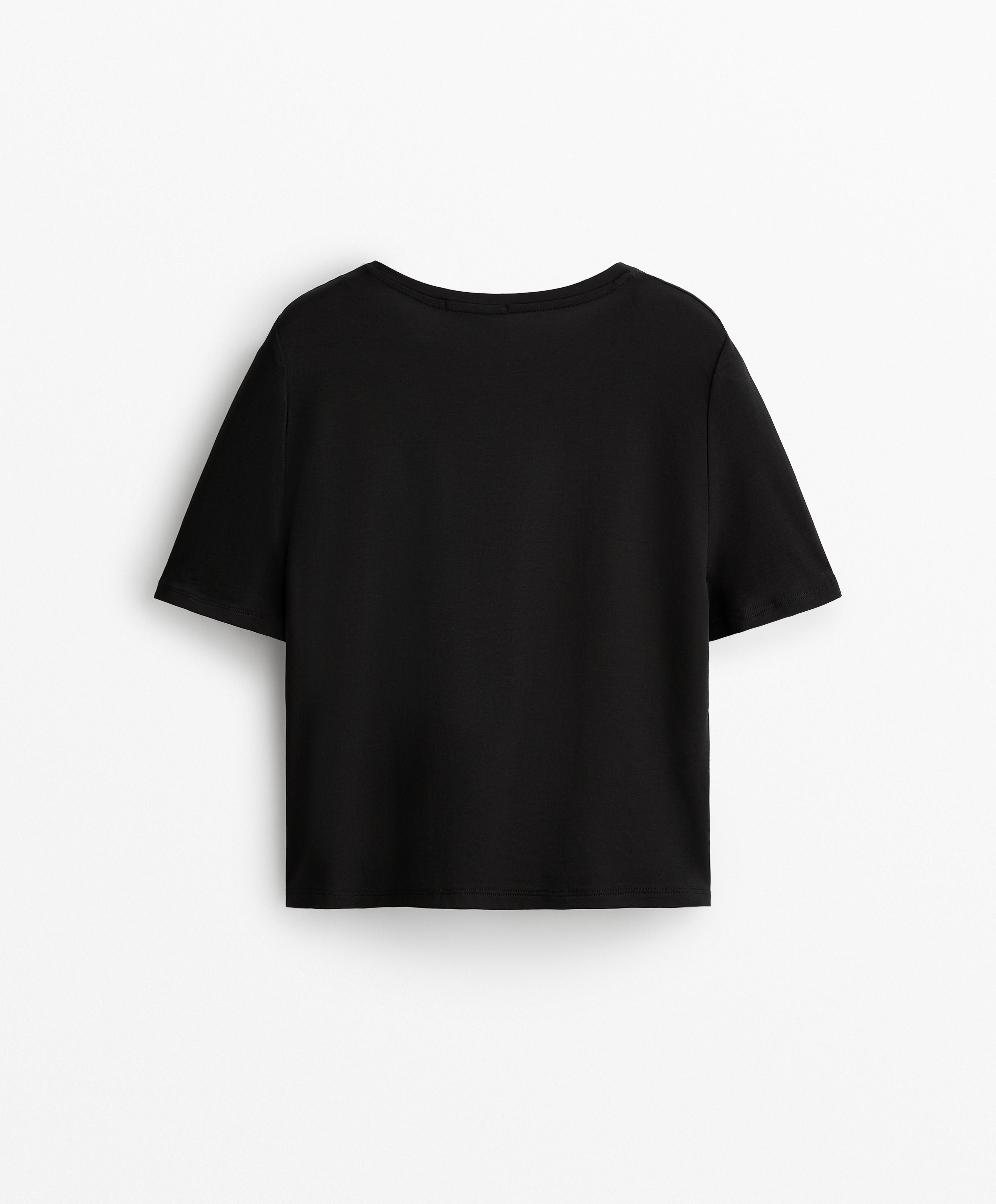 LYOCELL BLEND SHORT SLEEVE CROP T SHIRT