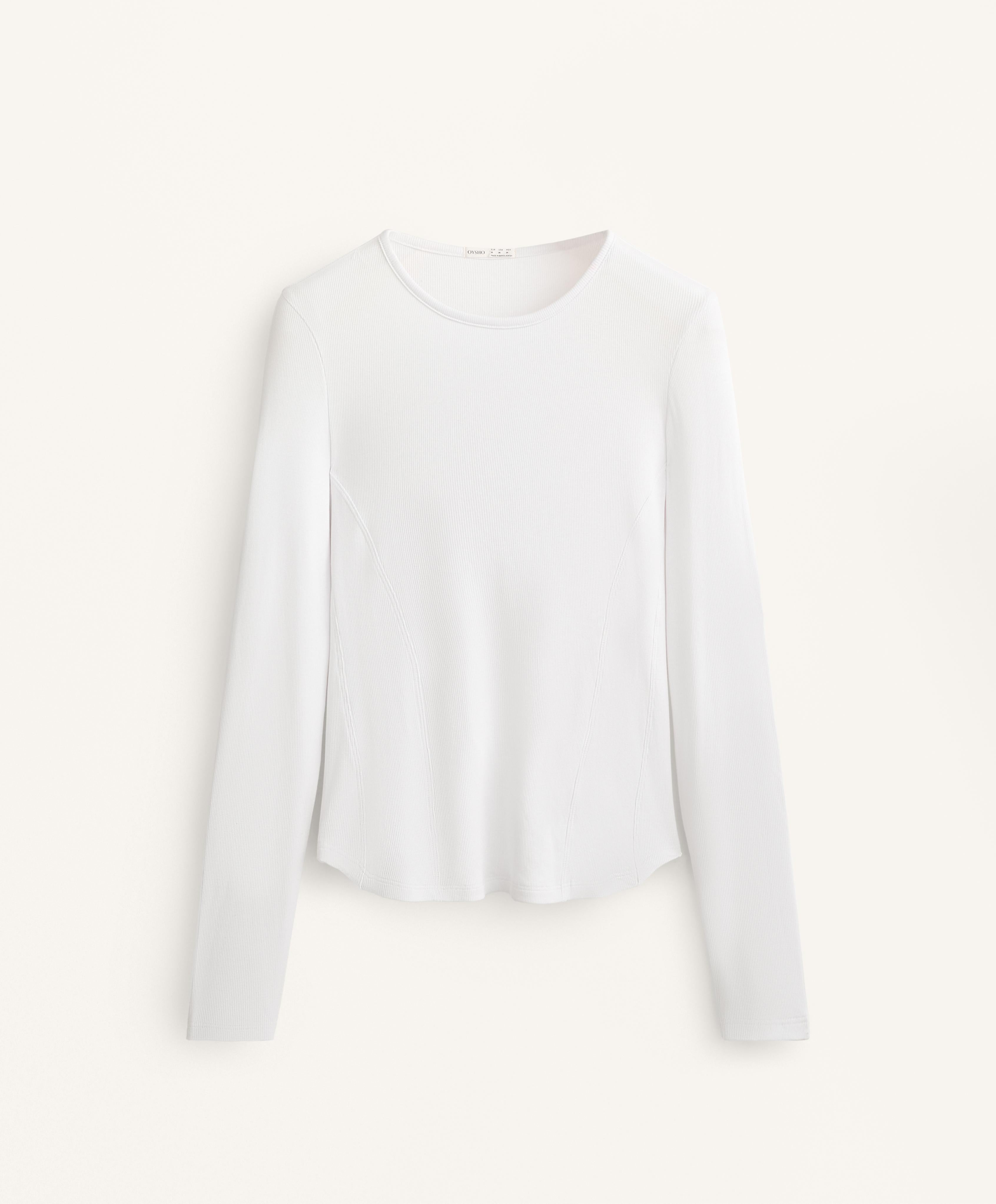 LONG SLEEVE RIB T SHIRT WITH COTTON AND MODAL