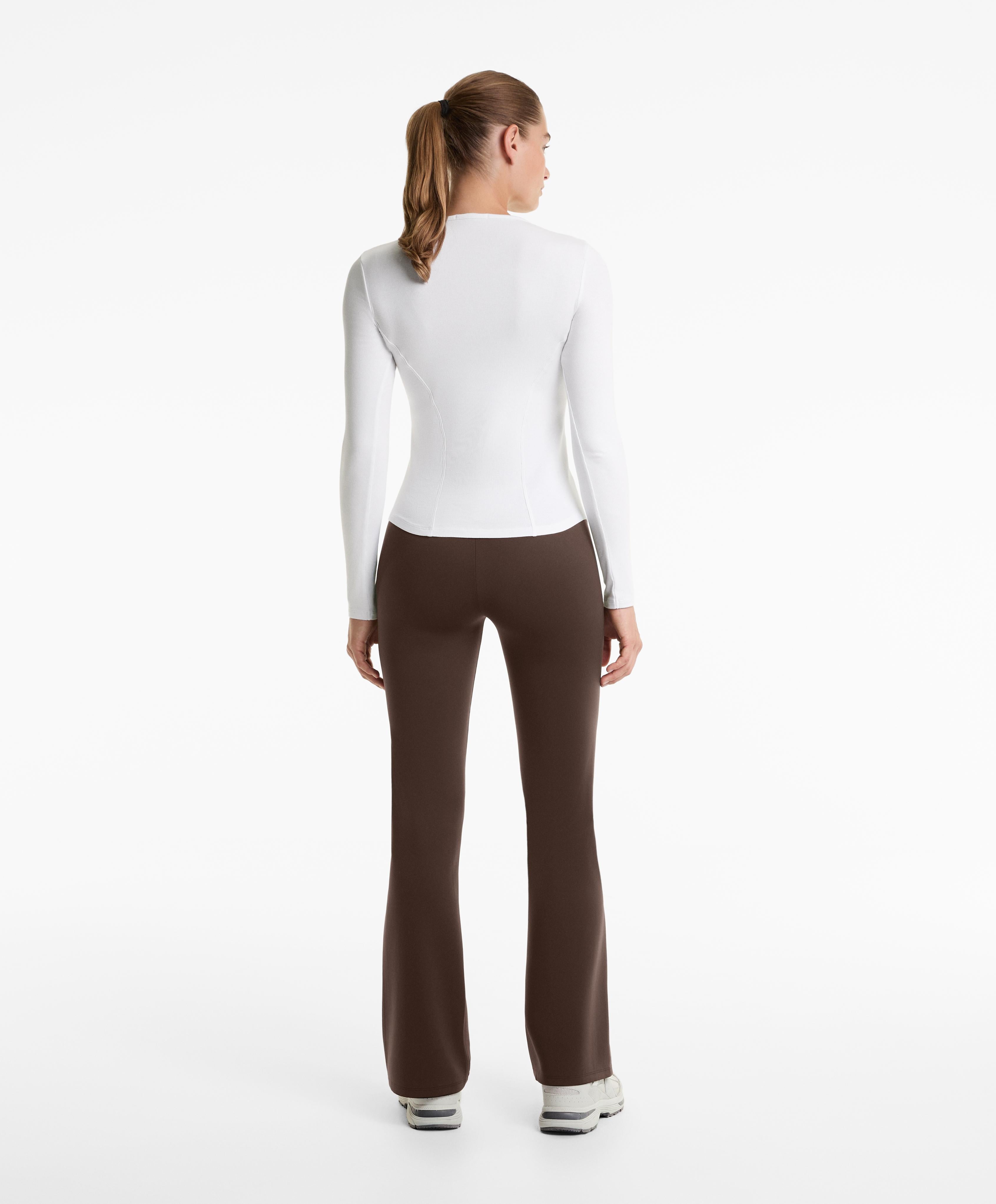 LONG SLEEVE RIB T SHIRT WITH COTTON AND MODAL