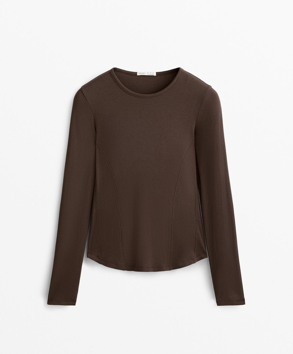 LONG SLEEVE RIB T SHIRT WITH COTTON AND MODAL