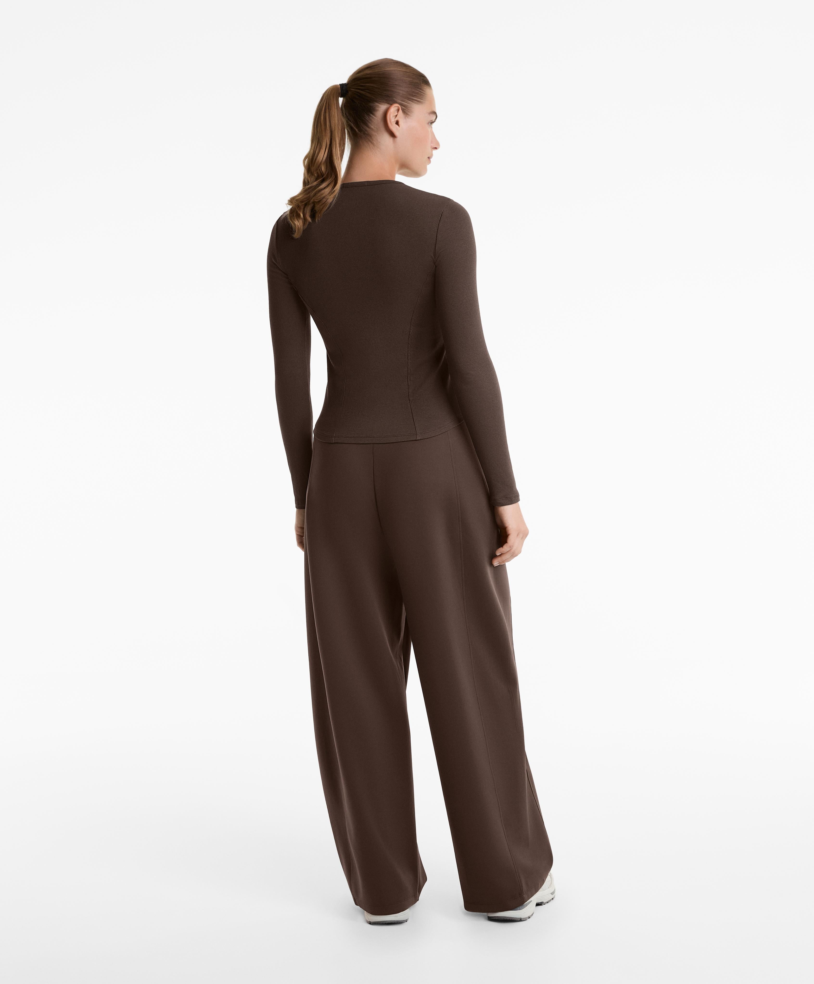 LONG SLEEVE RIB T SHIRT WITH COTTON AND MODAL
