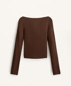 SEMI SHEER FINE KNIT RIB CROSSOVER JUMPER