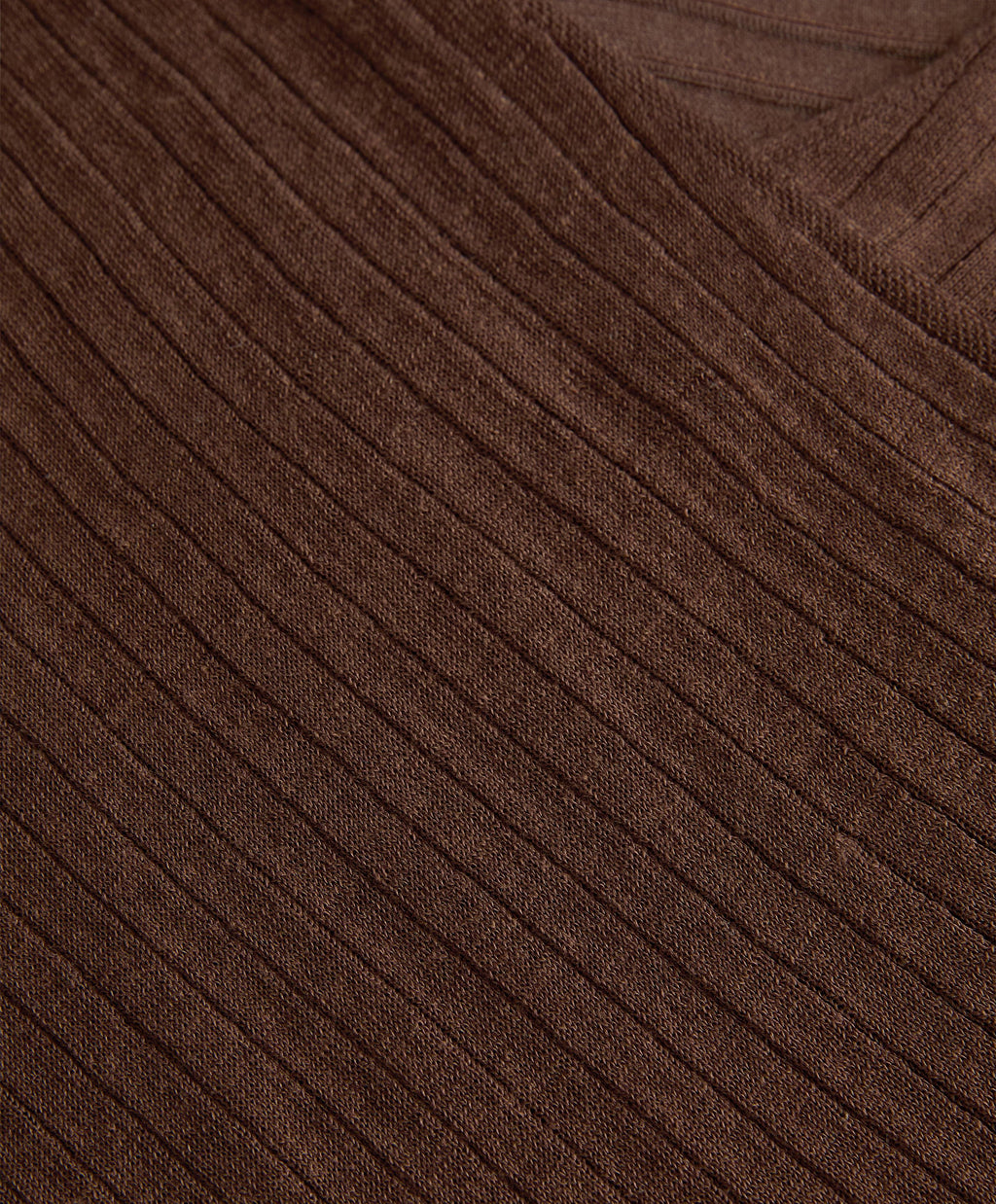 SEMI SHEER FINE KNIT RIB CROSSOVER JUMPER
