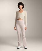 SEMI SHEER FINE KNIT RIB CROSSOVER JUMPER
