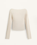 SEMI SHEER FINE KNIT RIB CROSSOVER JUMPER