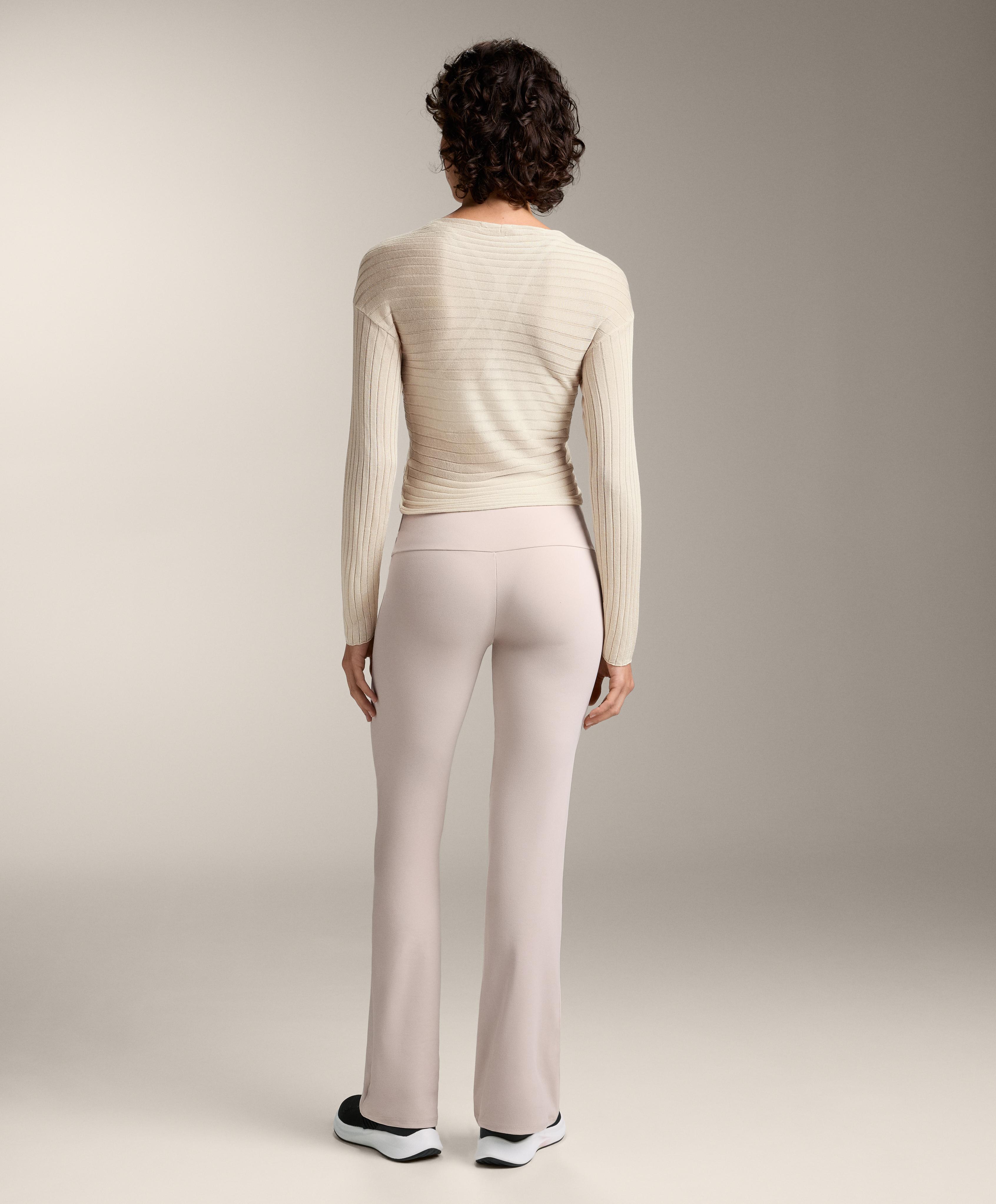 SEMI SHEER FINE KNIT RIB CROSSOVER JUMPER